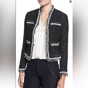 Rio Fringe-Trim Tweed Jacket, Black
